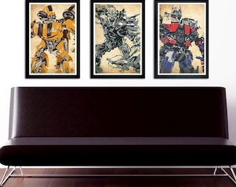 Transformers Poster Set of 3 – wall decor  11 x 17 Optimus Prime Bumblebee Megatron