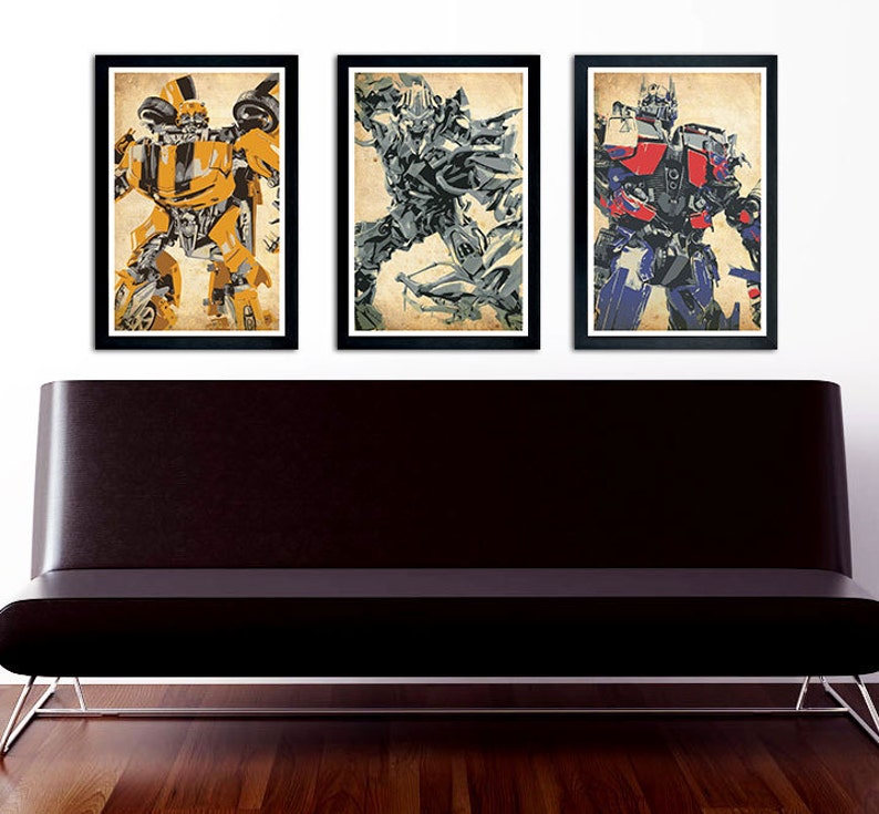 Transformers Poster Set of 3 wall decor 11 x 17 Optimus Prime Bumblebee Megatron image 1