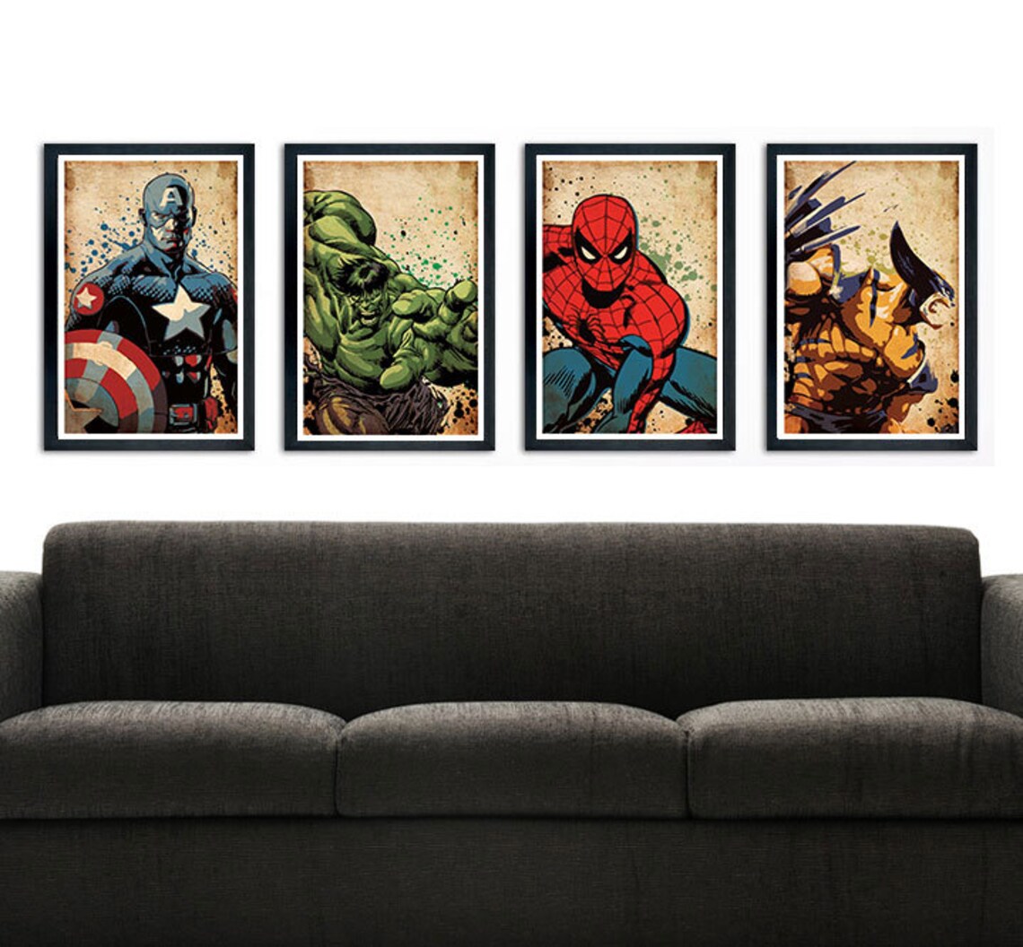 Avengers Poster Wall Decor 11 X 17 Captain America Hulk Etsy
