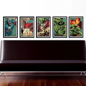 The Avengers Poster Set of 5 – wall decor 11 x 17 Hulk Thor Captain America Ironman