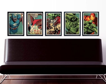 The Avengers Poster Set of 5 – wall decor 11 x 17 Hulk Thor Captain America Ironman