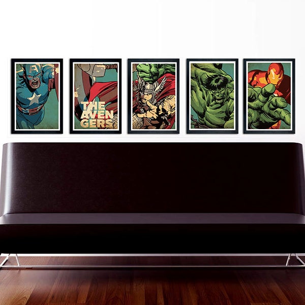 The Avengers Poster Set of 5 – wall decor 11 x 17 Hulk Thor Captain America Ironman
