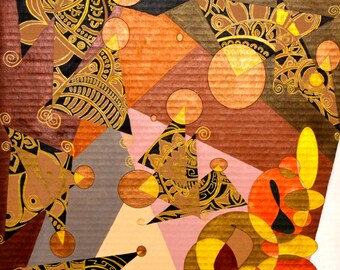 Original Art Modern Art Wall Art Fine Art Abstract Mixed Media Artwork Medium Size 16" x 24"