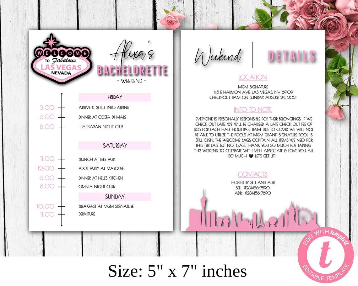 Bachelorette Itinerary Template Digital Schedule Instant Etsy Bachelorette Itinerary Template Digital Schedule Instant Etsy