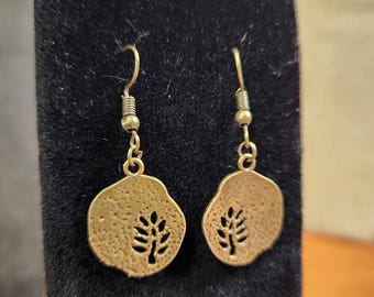 Bronze Leaf Cutout Earrings: Nickel-Free Dangles