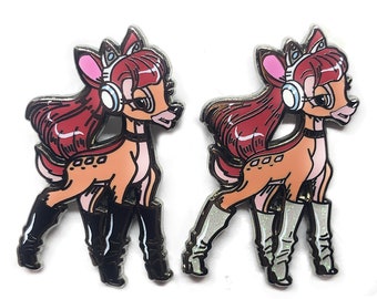 Ariana Grande x Disney Bambi Soft Enamel Pin w/ Black or Silver Gliiter Boots - 2.5&quot; tall Dangerous Woman Sweetener Thank U Next Tour Merch