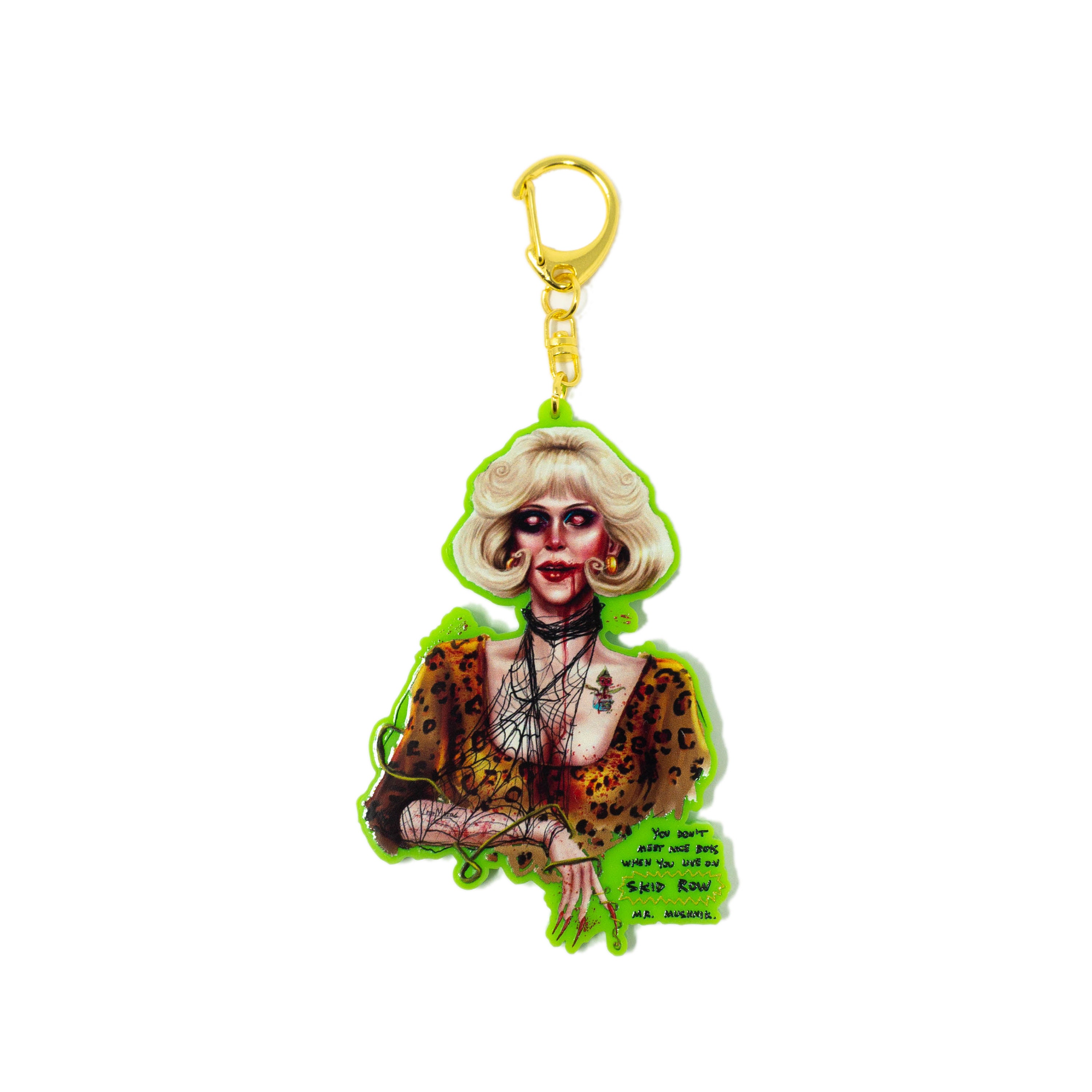 Little Shop of Horrors Audrey Lime Green Acrylic Gold Horror Digital Watercolor Artwork Keychain Keytag Lanyard Pin Badge Accessories Gift