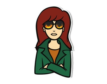 Daria Morgendorffer TV Series &quot;Watch the World Burn&quot; Brushed Alloy Vinyl Sticker - 3&quot; Funny Laptop Skateboard Stickers 90s Meme Sticker Bomb