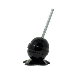 Mini Résine Noir Argent Stick Melting Blow Pop Popsicle Lollipop Art Sculpture avec Base - Candy Costume Accessoire & Décoration Maison Glam Decor