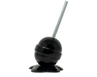 Mini Hars Zwart Zilver Stick Smeltende Blow Pop Pop Pop Pop Pop Art Sculptuur met Base - Candy Kostuum Accessoire & Home Decor Glam Decor