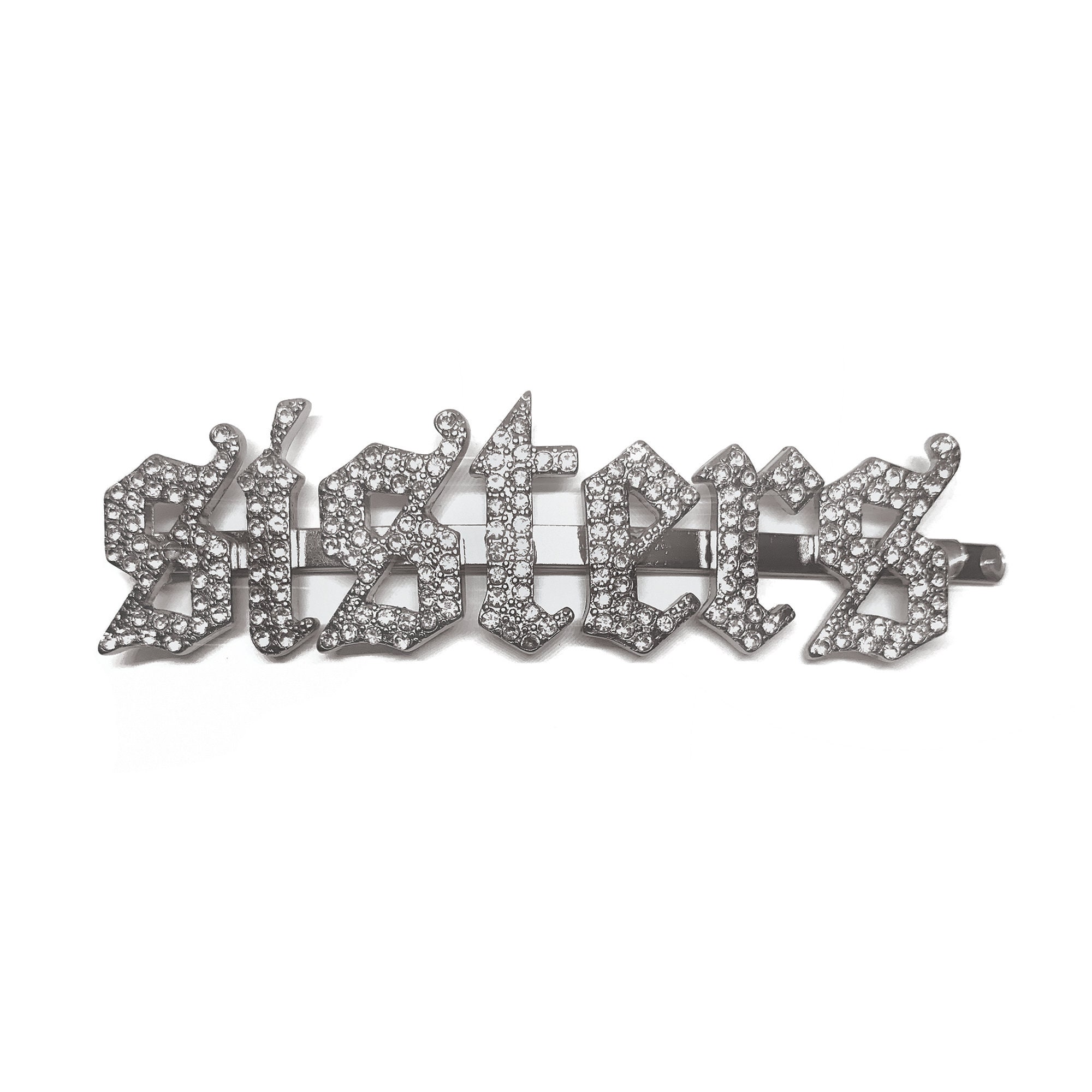 James Charles SISTERS Faux Rhinestone Crystal Silver Metal