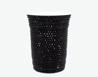 Black Rhinestone Reuseable Melamine 16oz Bling Solo Cup | Luxe Glam Cold Mug Cup