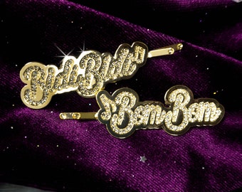 Selena Quintanilla Bidi Bidi Bom Bom Glass Rhinestone Crystal Silver Metal Bobby Pins (2pc Set) | Anythig for Selenas Costume Cosplay