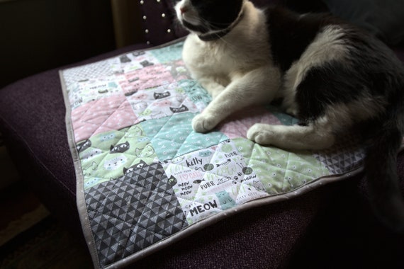 Quilted Patchwork Cat Bed Novelty Cat Fabric Etsy Canada