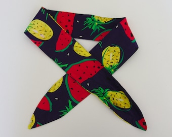 Rockabilly Style Pinup Head Scarf / Head Wrap / Rosie Wrap / Retro Style in Summer Fruit Print