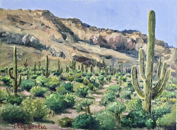 9x12 Sonoran Desert Painting, Saguaro Cactus Painting, Desert Landscape Oil  Painting,mountain Landscape Art,sonoran Desert Art,plein Air Art - Etsy