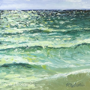 8x10 Original California beach oil painting, Pacific ocean painting, impressionism art, plein air, ocean waves painting, Encinitas art