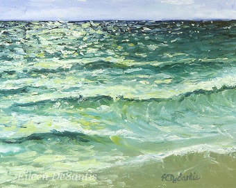 8x10 Original oljemålning av kalifornisk strand, Stilla havet-målning, impressionismkonst, plein air, havsvågsmålning, Encinitas-konst