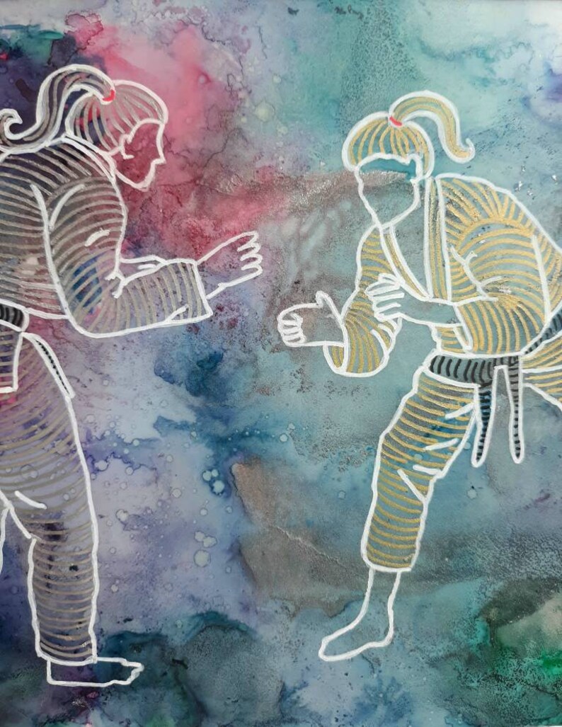 Brazilian Jiu Jitsu Women Art Original Jiu Jitsu Painting Etsy