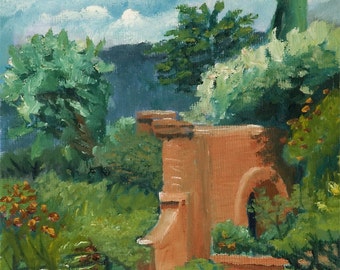 Desert landscape oil painting, southwestern art, small plein air painting, desert and mountain painting,Tucson Arizona art, urban desert art