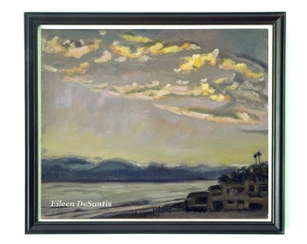 8 x 10 Original Beach Sunset Painting, Ocean painting, Encinitas Painting, Ocean Painting, Seascape Painting, Wall decor, Impressionism Art