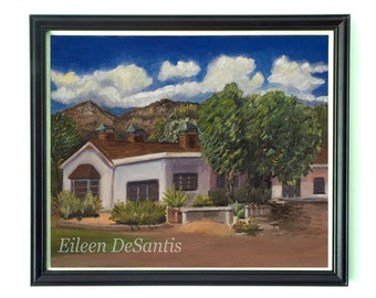 Original Art gallery oil painting, Agua Caliente Park, Tucson, AZ, Desert Landscape, Southwestern painting, impressionism art, en plein air