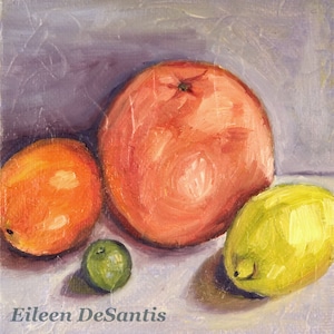 4x4 Original Orange, Grapefruit, Lemon, and Keylime Still Life Oil Painting, impressionism Painting, Fruit Painting, Kitchen art, Wall Decor