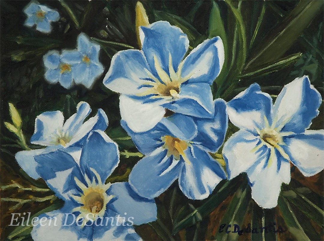 油絵 絵画 【白と青い花】 オリジナルの白と青の花の油絵、オリジナルの花の絵、家の装飾