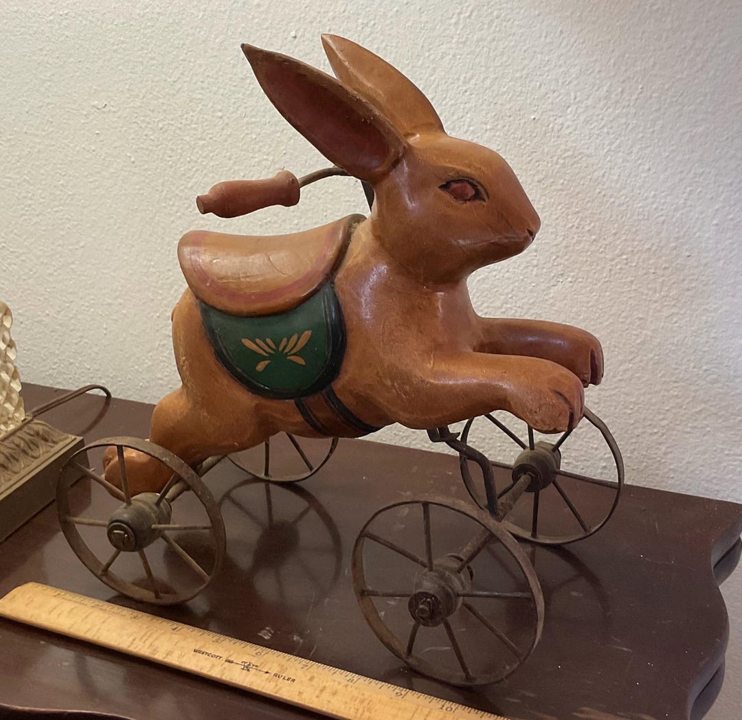 Vintage Child Riding Rabbit Vintage Folk Art Bunny Velocipede Children's Toy - Etsy