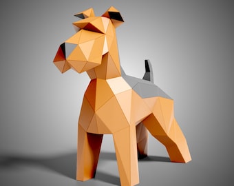 Schnauzer Papierskulptur Kit, DIY Low Poly Hunde-Dekor