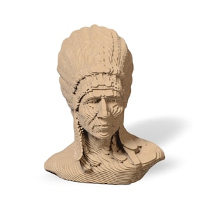 Petite sculpture indienne en carton de buste de Mohican, kit de papercraft 3D de boule de dragon de DIY, art 3D de papier, décor à la maison, planche ondulée, cadeau de DIY