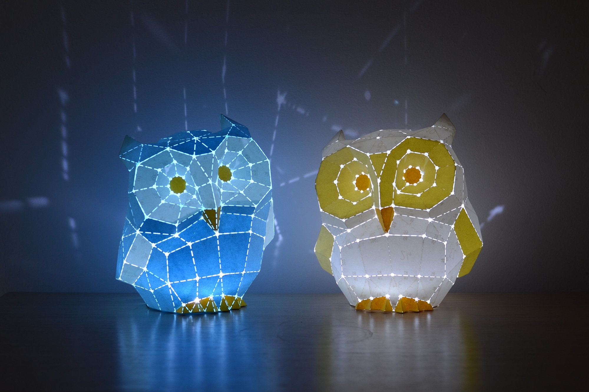 Little Owl DIY Paper Lamp Craft Kit,Creative Bedside Lamp 3D papercraft for Kid Gift,Multi Color Options,with Dimmable Touch LED bulbs 