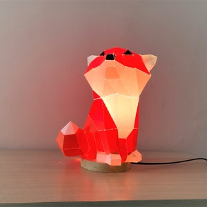 Cute Fox DIY Paper Lamp Craft Kit,Creative paper lamp shade,3D papercraft lampshade,Multi Color Options