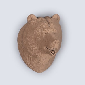 Trophée tête de grizzly - Sculpture en carton à faire soi-même, créations artisanales en papier, art mural 3D, décoration d'intérieur, carton ondulé, décoration murale animal, cadeau bricolage