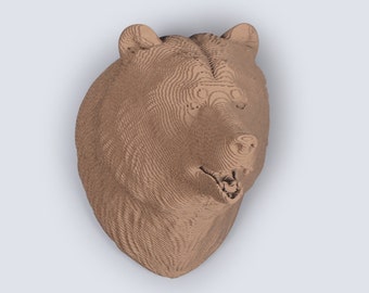 Grizzly Bear Head Trophy    - DIY Cardboard Sculpture, DIY Papercraft, 3D Wall art，Home Decor, Corrugated board ,Animal Wall Decor,DIY Gift