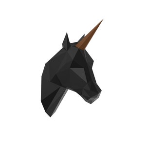 Scultura di unicorno, kit fai da te di carta pretagliata, opzione multicolore, arte murale 3D, carta low poly, testa di animale, decorazione da parete, idee regalo fai da te