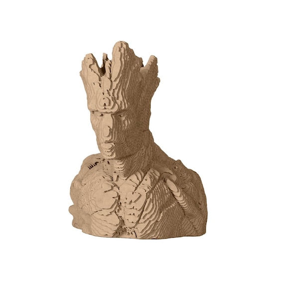 Groot Bust Cardboard Sculpture Diy Papercraft 3d Paper Etsy