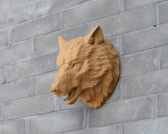 Wolf Head Trophy    - DIY Cardboard Sculpture, DIY Papercraft, 3D Wall art，Home Decor, Corrugated board ,Animal Wall Decor,DIY Gift