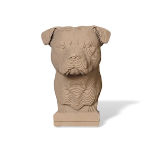 Pitbull Bust Cardboard Sculpture, DIY 3D Papercraft kit, art du papier 3D, Home Decor, Planche ondulée, Cadeau DIY