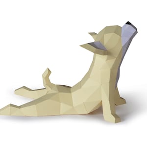 Yoga Chihuahua   Pre-cutting DIY Papercraft  Kit, Multi-color Option，3D  art, Low Poly  Paper , Animals , DIY Gift