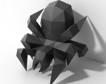 蜘蛛の這う紙の彫刻、カット済み DIY ペーパークラフト キット、手作りの野生動物、ローポリの室内装飾、すべての付属品付き