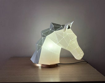 Horse Head DIY Paper Lamp Craft Kit, abat-jour en papier créatif, abat-jour 3D papercraft, options multicolores