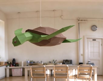 Sea Turtle Paper Sculpture Kit, DIY Low Poly Animal Decor