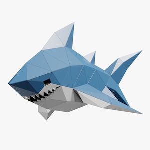 Baby Shark Paper Sculpture,Pre-cut DIY Papercraft Kit,Handmade Sea Animal Figurine,Low Poly Home Decor,All Accessories Included