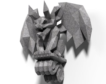 ガーゴイル紙彫刻、カット済み DIY ペーパークラフト キット、手作りの素晴らしいモデル、ローポリ ホーム デコレーション、すべてのアクセサリー付属