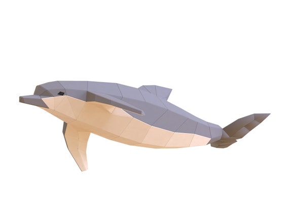 Sculpture en papier de dauphin, Kit de papercraft de bricolage pré-découpé,  figurine danimal de mer faite à la main, personnalisé multicolore, décor de  maison low poly -  France