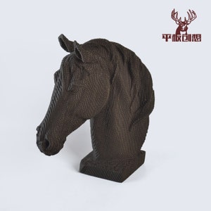 Tête de cheval Sculpture en carton DIY, Papercraft DIY, Art mural 3D, Décoration intérieure, Carton ondulé, Décor mural animal, Cadeau DIY Noir