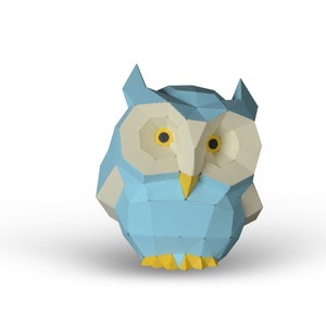 Little Owl  Sculpture papercraft  pdf  template,  Low Poly  Paper ,  DIY Gift