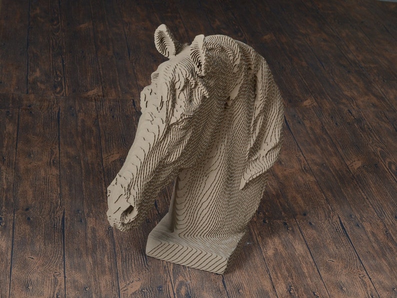 Tête de cheval Sculpture en carton DIY, Papercraft DIY, Art mural 3D, Décoration intérieure, Carton ondulé, Décor mural animal, Cadeau DIY image 2