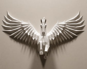 Kit de papel de caballo alado: modelo 3D hecho a mano para decoración del hogar y la oficina